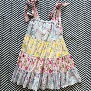 LoveShackFancy Floral Tiered Mini Dress - Pink, Yellow, Blue